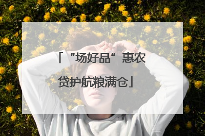 “场好品”惠农贷护航粮满仓