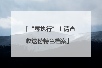 “零执行”！请查收这份特色档案