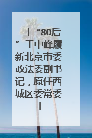 “80后”王中峰履新北京市委政法委副书记，原任西城区委常委