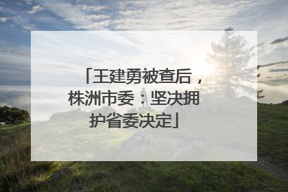 王建勇被查后，株洲市委：坚决拥护省委决定