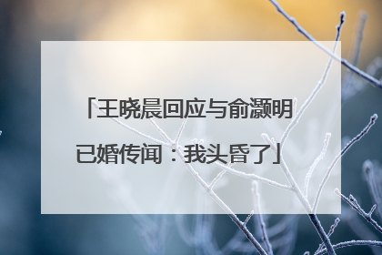 王晓晨回应与俞灏明已婚传闻：我头昏了
