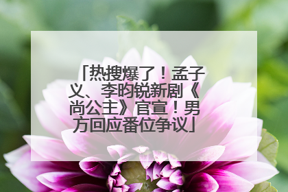 热搜爆了！孟子义、李昀锐新剧《尚公主》官宣！男方回应番位争议