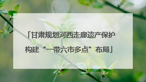 甘肃规划河西走廊遗产保护 构建“一带六市多点”布局