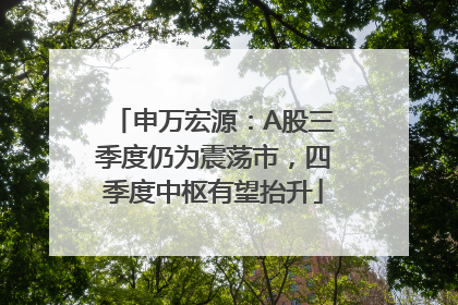 申万宏源：A股三季度仍为震荡市，四季度中枢有望抬升