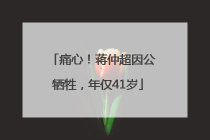 痛心！蒋仲超因公牺牲，年仅41岁