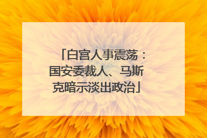 白宫人事震荡：国安委裁人、马斯克暗示淡出政治