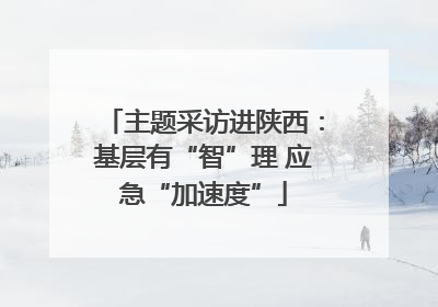主题采访进陕西：基层有“智”理 应急“加速度”