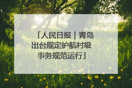 人民日报｜青岛出台规定护航村级事务规范运行