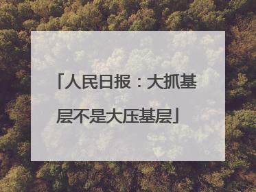 人民日报：大抓基层不是大压基层