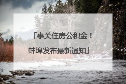 事关住房公积金！蚌埠发布最新通知