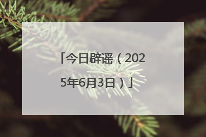 今日辟谣（2025年6月3日）