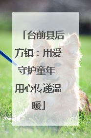 台前县后方镇：用爱守护童年 用心传递温暖