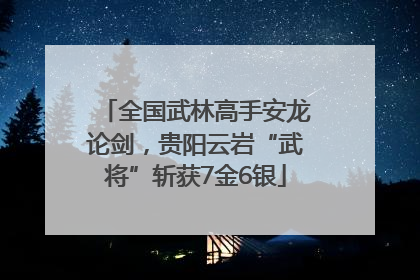 全国武林高手安龙论剑，贵阳云岩“武将”斩获7金6银