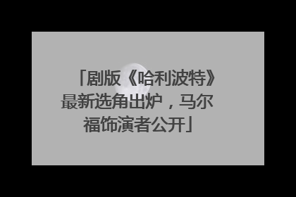 剧版《哈利波特》最新选角出炉，马尔福饰演者公开