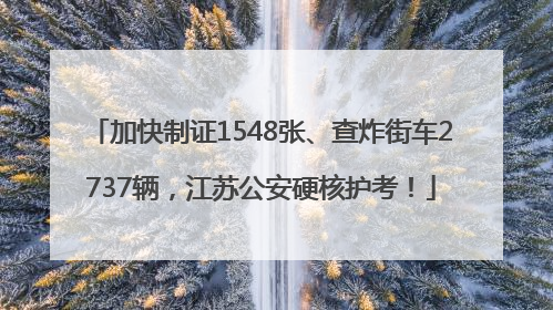 加快制证1548张、查炸街车2737辆，江苏公安硬核护考！