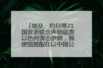 埃及、约旦等21国发表联合声明谴责以色列袭击伊朗，我使馆提醒在以中国公民尽快陆路离境