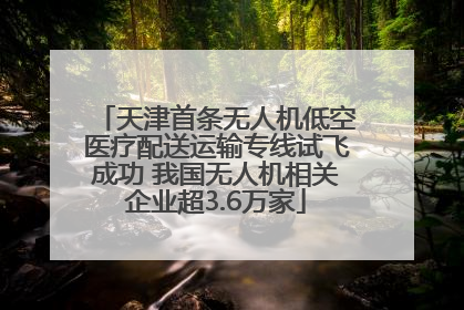天津首条无人机低空医疗配送运输专线试飞成功 我国无人机相关企业超3.6万家