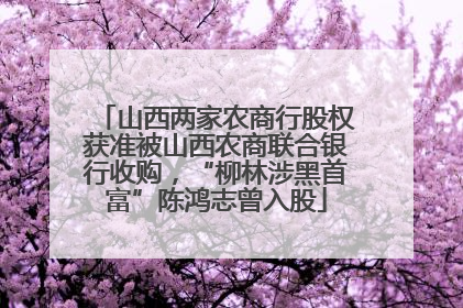 山西两家农商行股权获准被山西农商联合银行收购，“柳林涉黑首富”陈鸿志曾入股