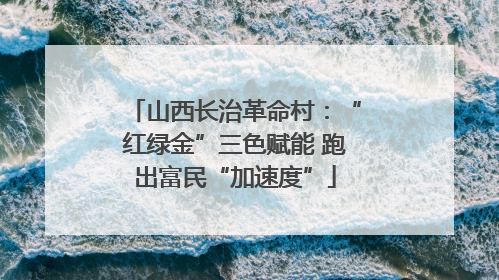 山西长治革命村：“红绿金”三色赋能 跑出富民“加速度”
