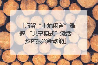 巧解“土地闲置”难题 “共享模式”激活乡村振兴新动能