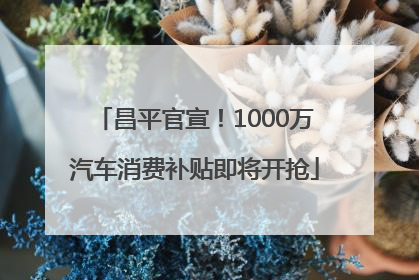 昌平官宣！1000万汽车消费补贴即将开抢