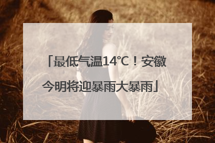 最低气温14℃！安徽今明将迎暴雨大暴雨