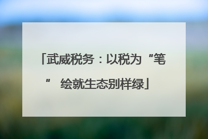 武威税务：以税为“笔” 绘就生态别样绿
