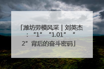 潍坊劳模风采｜刘英杰：“1”“1.01”“2”背后的奋斗密码