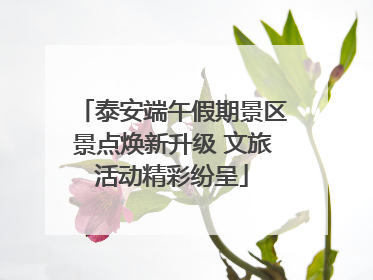 泰安端午假期景区景点焕新升级 文旅活动精彩纷呈