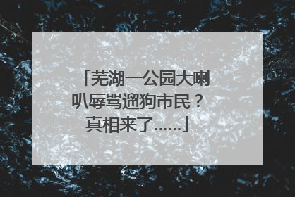 芜湖一公园大喇叭辱骂遛狗市民？真相来了……