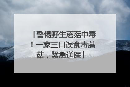 警惕野生蘑菇中毒！一家三口误食毒蘑菇，紧急送医