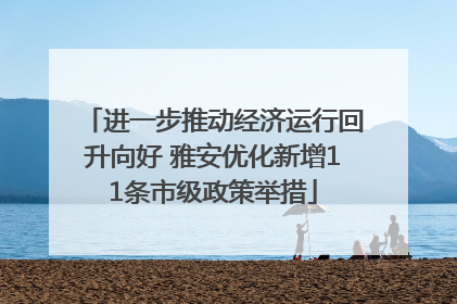 进一步推动经济运行回升向好 雅安优化新增11条市级政策举措
