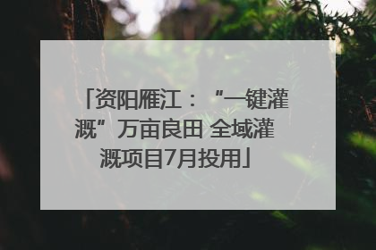 资阳雁江：“一键灌溉”万亩良田 全域灌溉项目7月投用