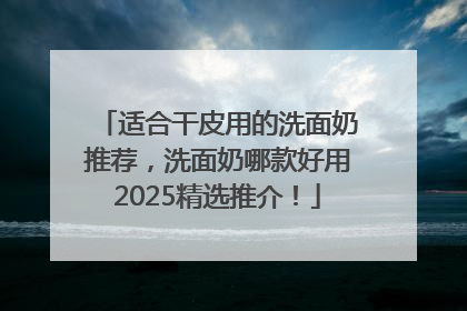 适合干皮用的洗面奶推荐，洗面奶哪款好用2025精选推介！