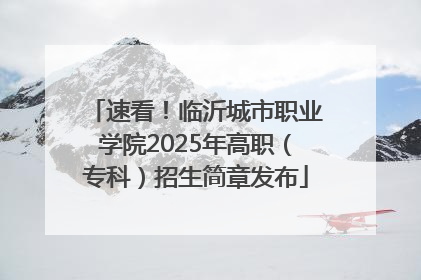 速看！临沂城市职业学院2025年高职（专科）招生简章发布