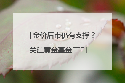 金价后市仍有支撑？关注黄金基金ETF