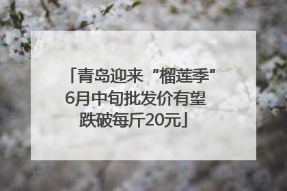 青岛迎来“榴莲季” 6月中旬批发价有望跌破每斤20元