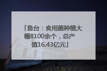 鱼台：食用菌种植大棚8100余个，总产值16.43亿元