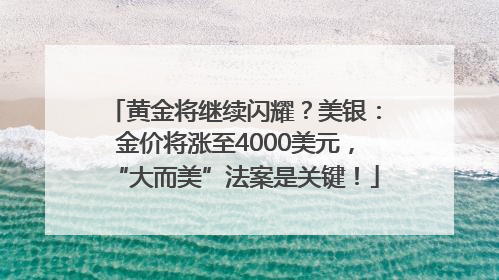 黄金将继续闪耀？美银：金价将涨至4000美元，“大而美”法案是关键！