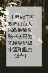 黑龙江省双鸭山市人民政府原副秘书长马为先接受纪律审查和监察调查