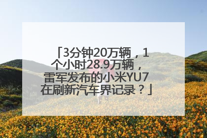 3分钟20万辆，1个小时28.9万辆，雷军发布的小米YU7在刷新汽车界记录？
