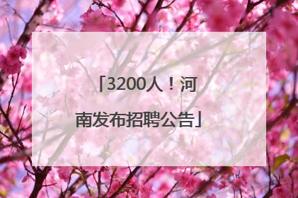 3200人！河南发布招聘公告
