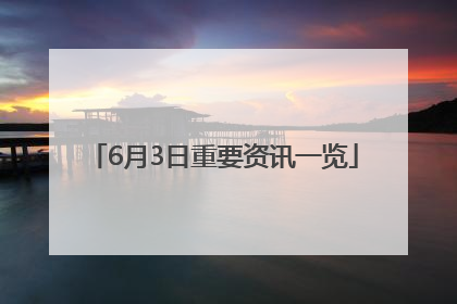 6月3日重要资讯一览